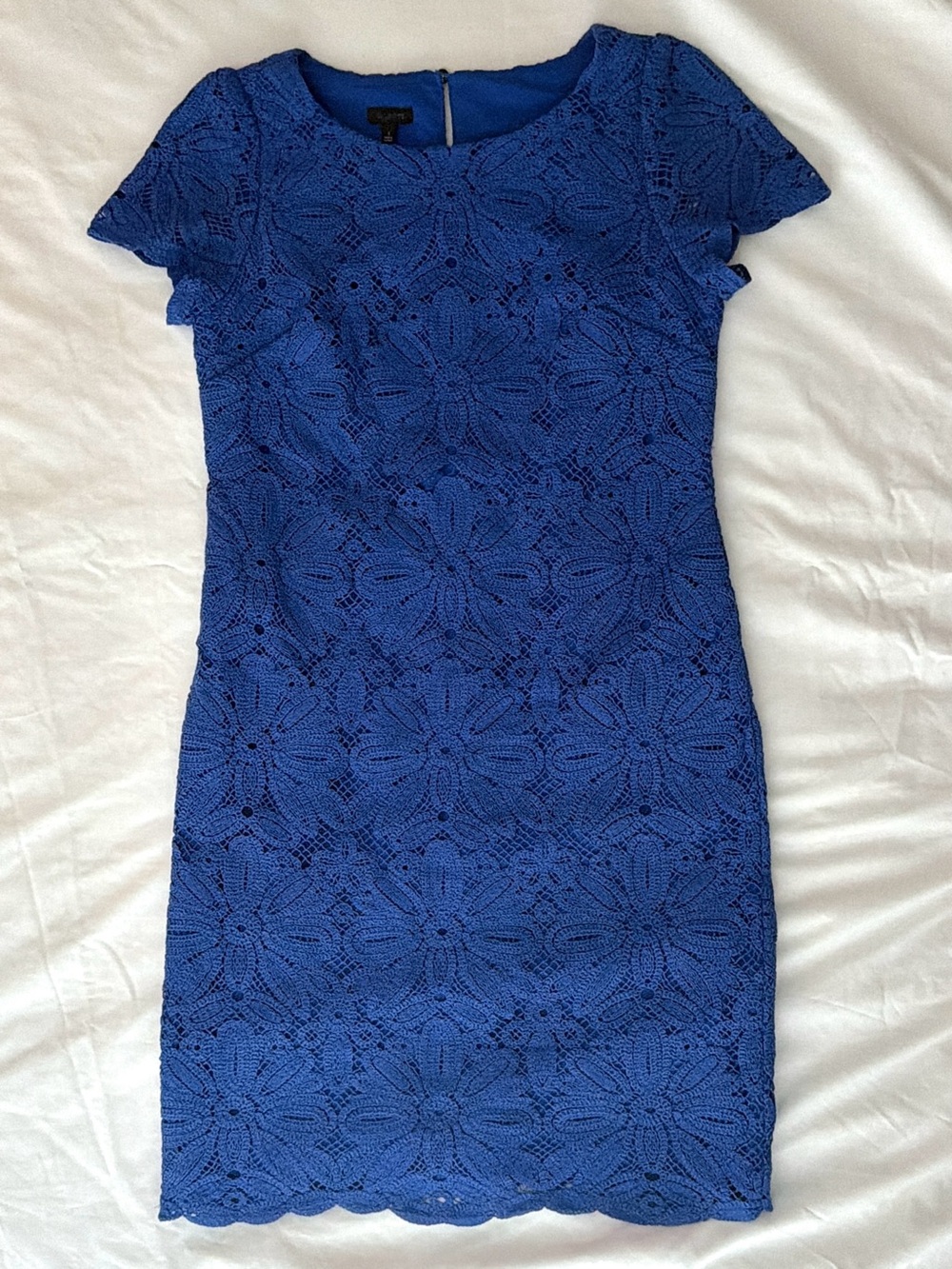 Talbots Sheath Dress | Royal Blue | Floral Lace | 2